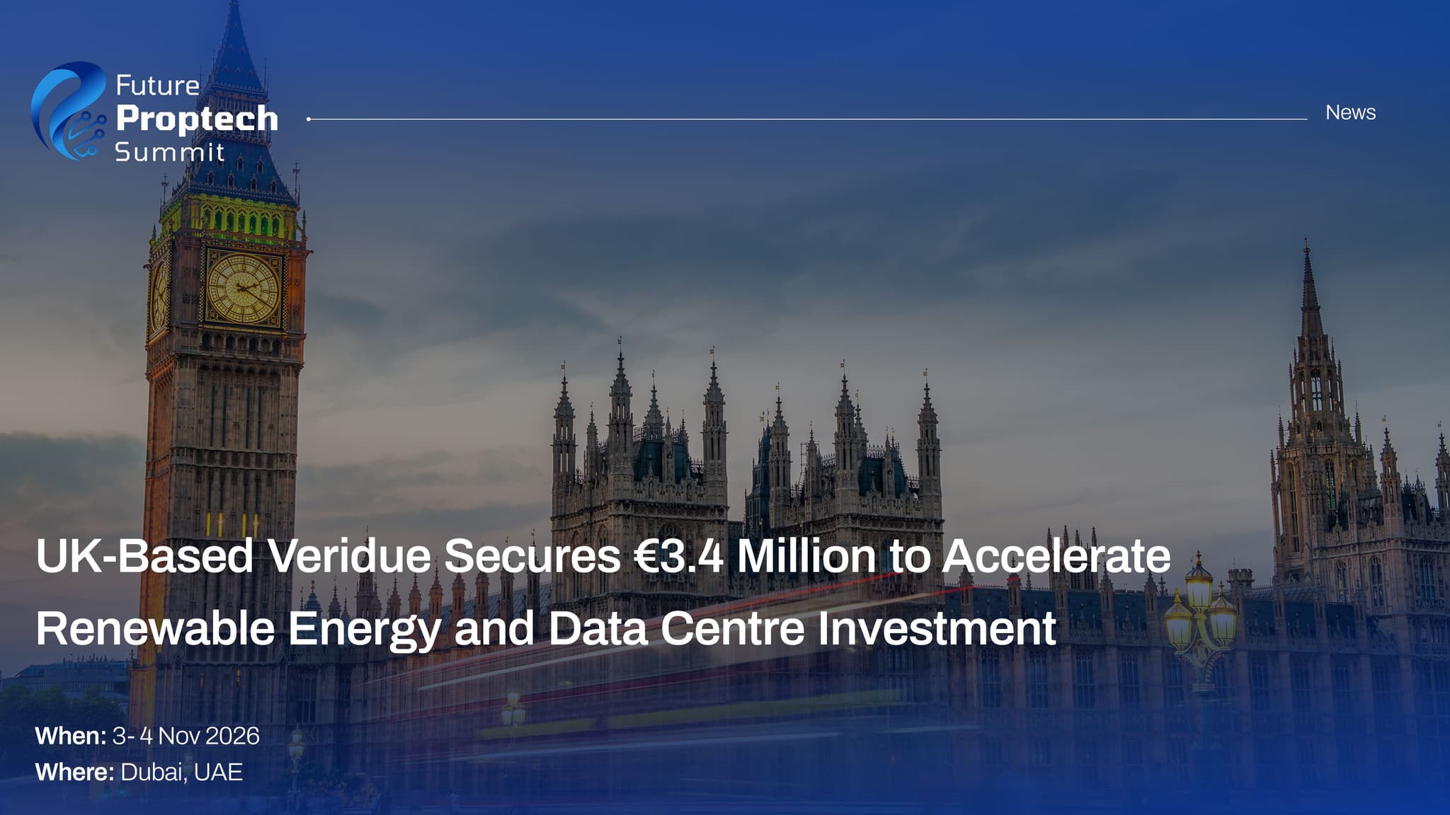 UK-Based Veridue Secures €3.4 Million to Accelerate Renewable Energy and Data Centre Investment